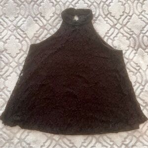 Charming Charlie Black Lace Halter Top High Neck S